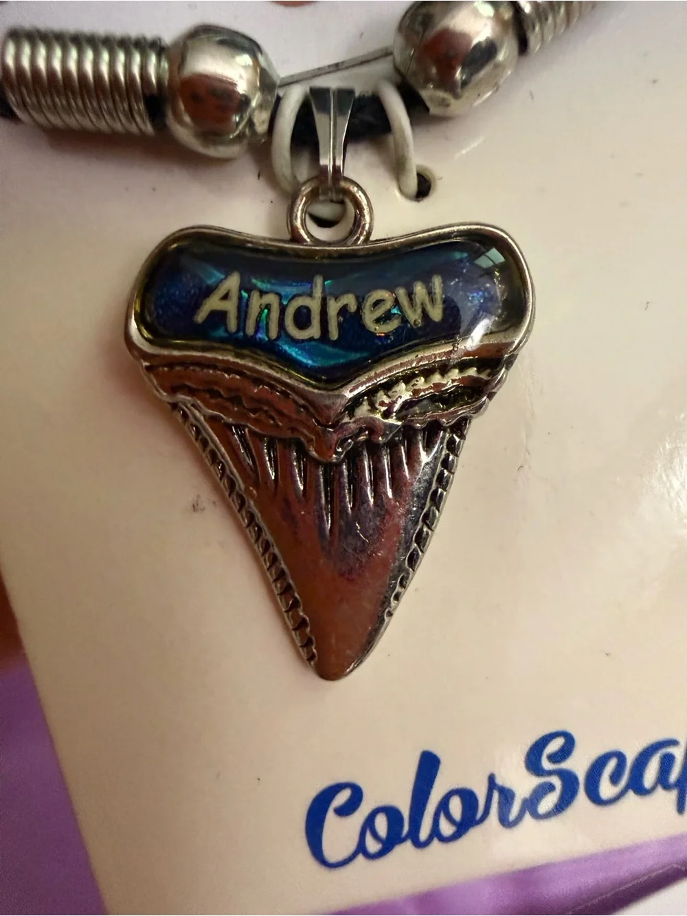 Personalized 'Andrew' Shark Tooth Pendant Necklace